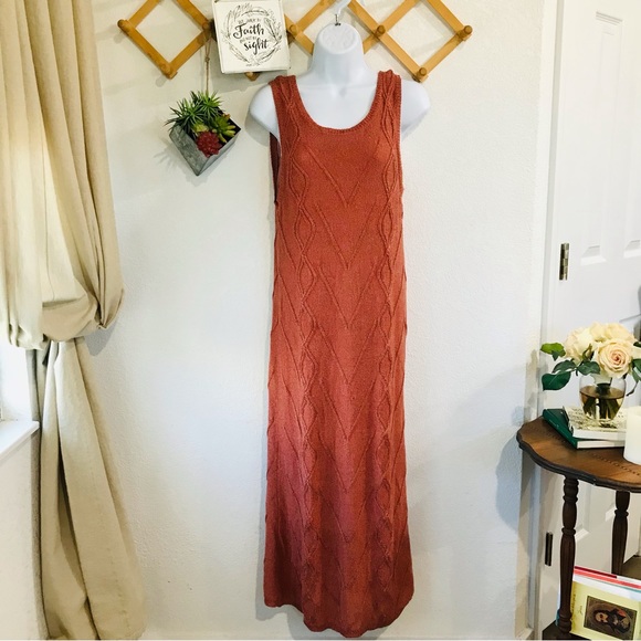 Anthropologie Callahan Cableknit Peach Sweater Dress Tank Sz S-P - Picture 3 of 10